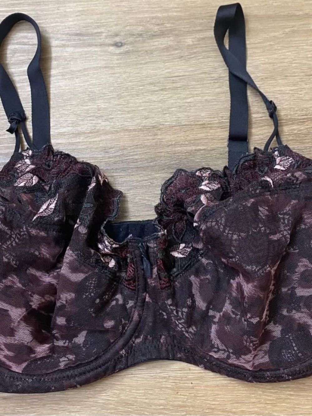 Lunaire Whimsigoth Dark Floral & Cheetah Print Underwire Bra – 36DDD